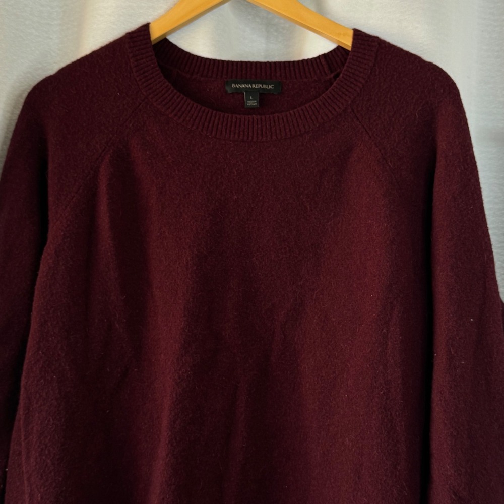 Banana Republic Wool‎ Blend Sweater Tunic Side Slits Black Rose Women's Large